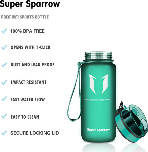Super Sparrow Botella de Agua Deportiva -350ml & 500ml & 750ml & 1000ml - Sin BPA - Imagen 2