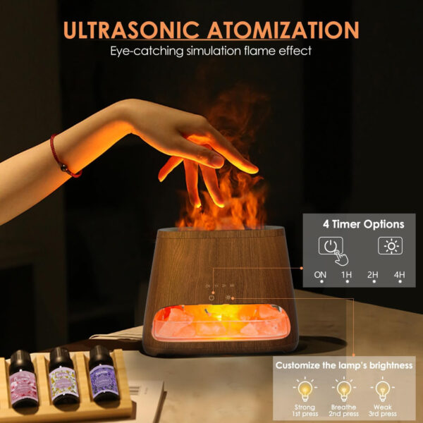 SALKING 2-in-1 Humidificador Aceites Esenciales & Lámpara de Sal del Himalaya Natural, Difusor Ultrasonico de Aceite Esenciales con 3 Brillos, Lámpara de Terapia de Sal, 150 ml (Oscuro) - Imagen 4