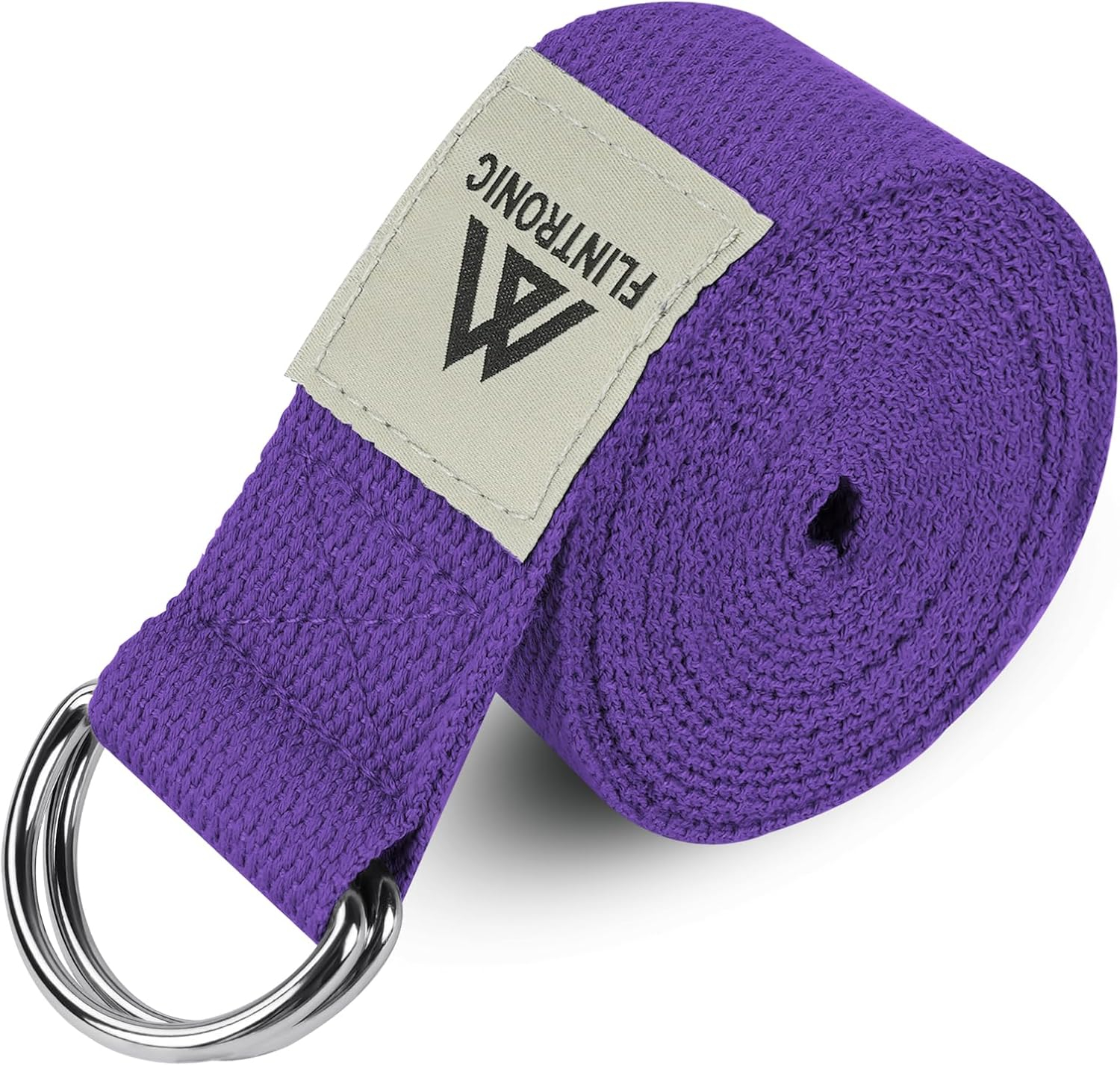 flintronic Yoga Cinturon, Natural Correa Yoga Algodon, con Hebilla Metal D-Anillos, para Principiantes y avanzados, Ejercicios de Estiramiento, Fitness, Pilates(185CM/250CM)