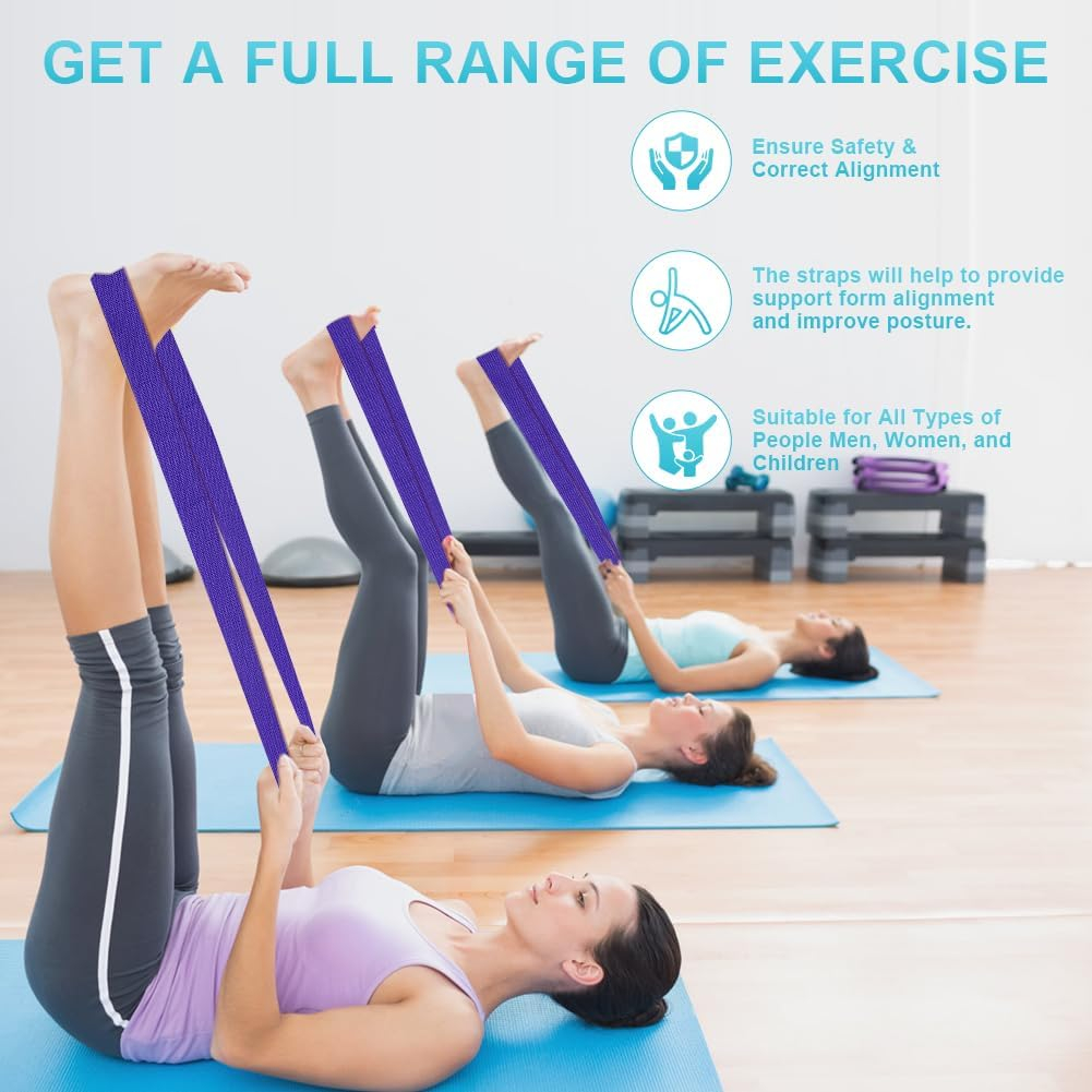 flintronic Yoga Cinturon, Natural Correa Yoga Algodon, con Hebilla Metal D-Anillos, para Principiantes y avanzados, Ejercicios de Estiramiento, Fitness, Pilates(185CM/250CM) - Imagen 4