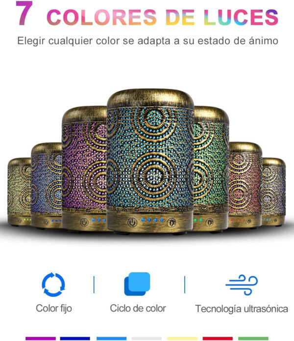 SALKING Humidificador Aceites Esenciales, 100ml Difusor Ultrasonico de Aceite Esenciales,Difusor Aromaterapia con LED de 7 Colores y 4 Temporizadores,para el Hogar,Regalos Originales para Mujer - Imagen 3
