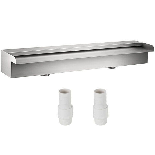 VEVOR Fuente de Cascada de Acero Inoxidable 60 x 11.4 x 7.8 CM Cascada de Agua de Acero Inoxidable Fuente de Cascada Cascada Agua Acero Inoxidable Fuente Rectangular para Piscina