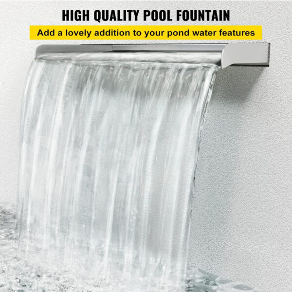 VEVOR Fuente de Cascada de Acero Inoxidable 60 x 11.4 x 7.8 CM Cascada de Agua de Acero Inoxidable Fuente de Cascada Cascada Agua Acero Inoxidable Fuente Rectangular para Piscina - Imagen 2