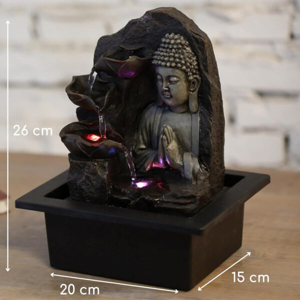 Zen'Light SPIRITUALITE - Fuente de polirresina de Color marrón Oscuro, 21 x 21 x 26 cm. - Imagen 3