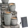 Teamson Home Fuente Solar en Cascada 4 Niveles Gris para Exteriores