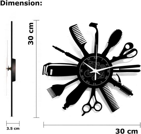 Instant Karma Clocks | Reloj de Pared | Peluquería | Barbería | Motivos de Barber Shop (Negro B5) - Imagen 2