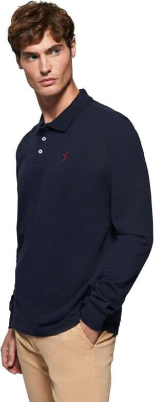 Polo Club Polo de Manga Larga Hombre con Logo Bordado 100% Algodón Regular Fit