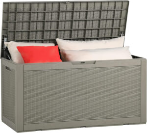 YITAHOME 380L Grande Caja de Almacenaje de Jardín, Resina Arcón de Ordenación Exterior para Muebles de Patio