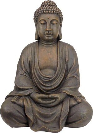 Design Toscano AL1614 - La Figura de Buda de meditación del Gran Templo Estatua del jardín de tamaño Mediano, de Color Beige
