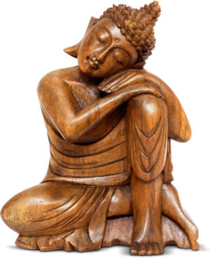 Serene dormir estatua de Buda mano de madera tallada figura decorativa Decoración del hogar