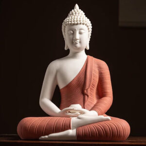 ARBTOTCE Estatuas de Buda de cerámica de 8.6 pulgadas de alto, decoración de meditación para el hogar, decoración de Shakyamuni Budda para interiores y exteriores, color rojo