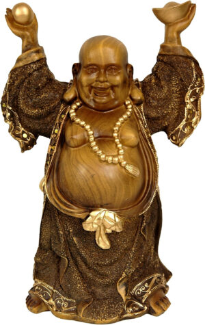 Oriental Muebles 12 "de pie Prosperidad Estatua de Buda