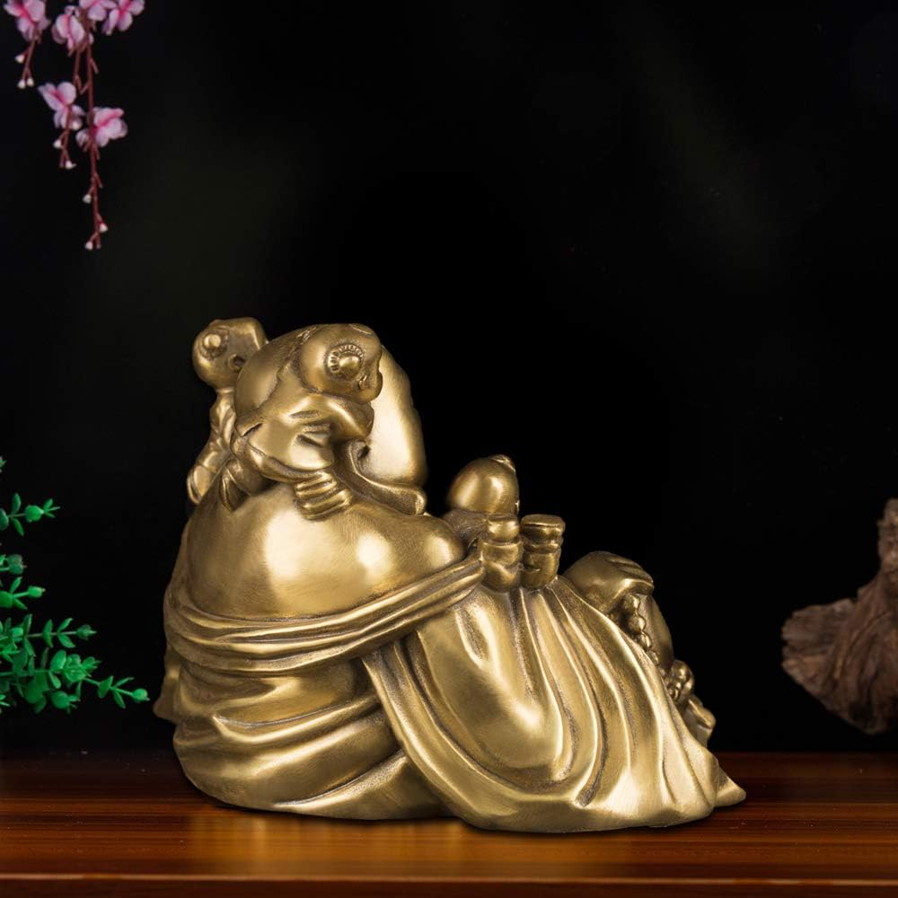 Estatua China de latón Fengshui Buda riéndose Sentado con 5 niños Estatua atrayendo la Felicidad en la Familia decoración Collection ZD066 - Imagen 2