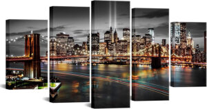 Conipit Lienzo decorativo para pared del puente de Brooklyn de Nueva York, pintura de la ciudad de Nueva York, imágenes de paisaje urbano para sala de estar, dormitorio, decoración moderna del hogar,