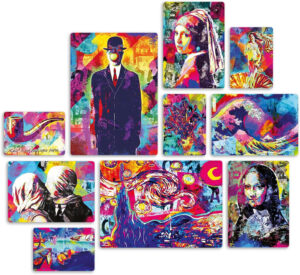 Giallobus - Conjunto de 10 Pinturas de Paneles múltiples - Pop Art 1 - Madera de MDF - - 2 x 42x29,7cm - 4 x 29,7x21cm - 4 x 21x14,85cm - - Listo para Colgar - Cuadros