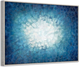 ARTISTIC PATH Pintura abstracta en 3D con marco de color azul marino, con textura en degradado, lienzo moderno (45 pulgadas de ancho x 30 pulgadas de alto, varios tamaños)