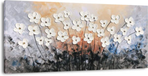 yihui Art pintado a mano textura grande de pintura al óleo sobre lienzo flores cuadros decorativos arte de pared para decoración de la sala de estar contemporáneo Arte enmarcado y listo para colgar