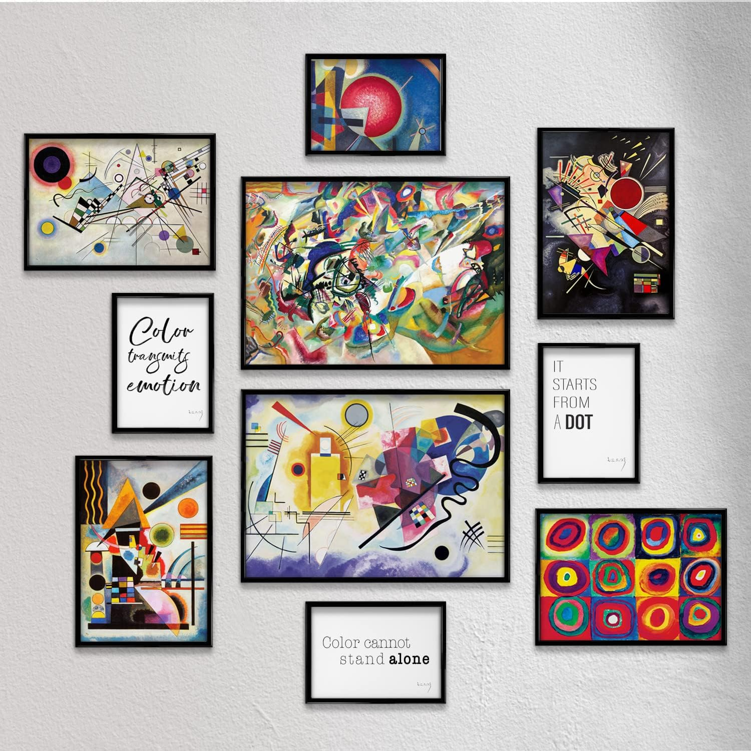 Giallobus - Conjunto de 10 Carteles de Pared - Vassily Kandinsky - Colección Kandinsky 1 - Papel estucado - | 2 x A3 42x30cm | 4 x A4 30x21cm | 4 x A5 21x15cm | - SIN Marcos - Cuadros Modernos salón