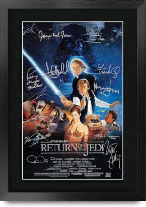 HWC Trading Star Wars Return Of The Jedi A3 Enmarcado Regalo De Visualización De Fotos De Impresión De Imagen Impresa Autógrafo Firmado Por Los Aficionados Al Cine