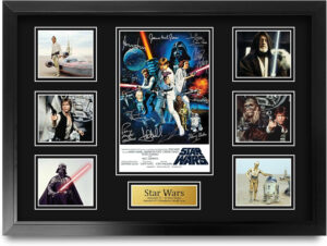 HWC Trading Star Wars New Hope Los Regalos Imprimieron La Exhibición Firmada De La Presentación Del Autógrafo Para Los Fans De Los Recuerdos De La Película - A2 Enmarcado