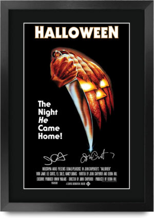 HWC Trading Halloween Los Regalos Imprimieron El Cartel Firmaron La Imagen Del Autógrafo Para Los Fans De La Memorabilia De La Película - A3 Enmarcado