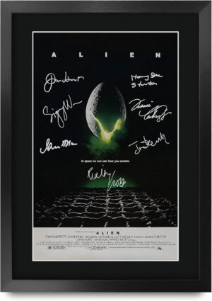 HWC Trading FR - Póster impreso A3 de Alien Sigourney Weaver Gifts con autógrafo firmado para fanáticos de la película, enmarcado en A3