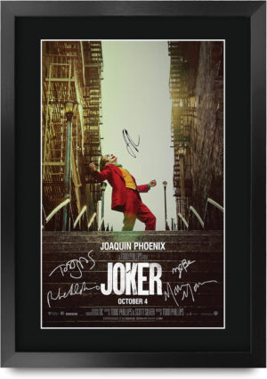 HWC Trading Joker The Cast Joaquin Phoenix Los Regalos Imprimieron El Cartel Firmaron La Imagen Del Autógrafo Para Los Fans De La Memorabilia De La Película - A3 Enmarcado