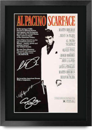 HWC Trading Scarface A3 Enmarcado Regalo De Visualización De Fotos De Impresión De Imagen Impresa Autógrafo Firmado Por Al Pacino Steven Bauer Michelle Pfeiffer Los Aficionados Al Cine