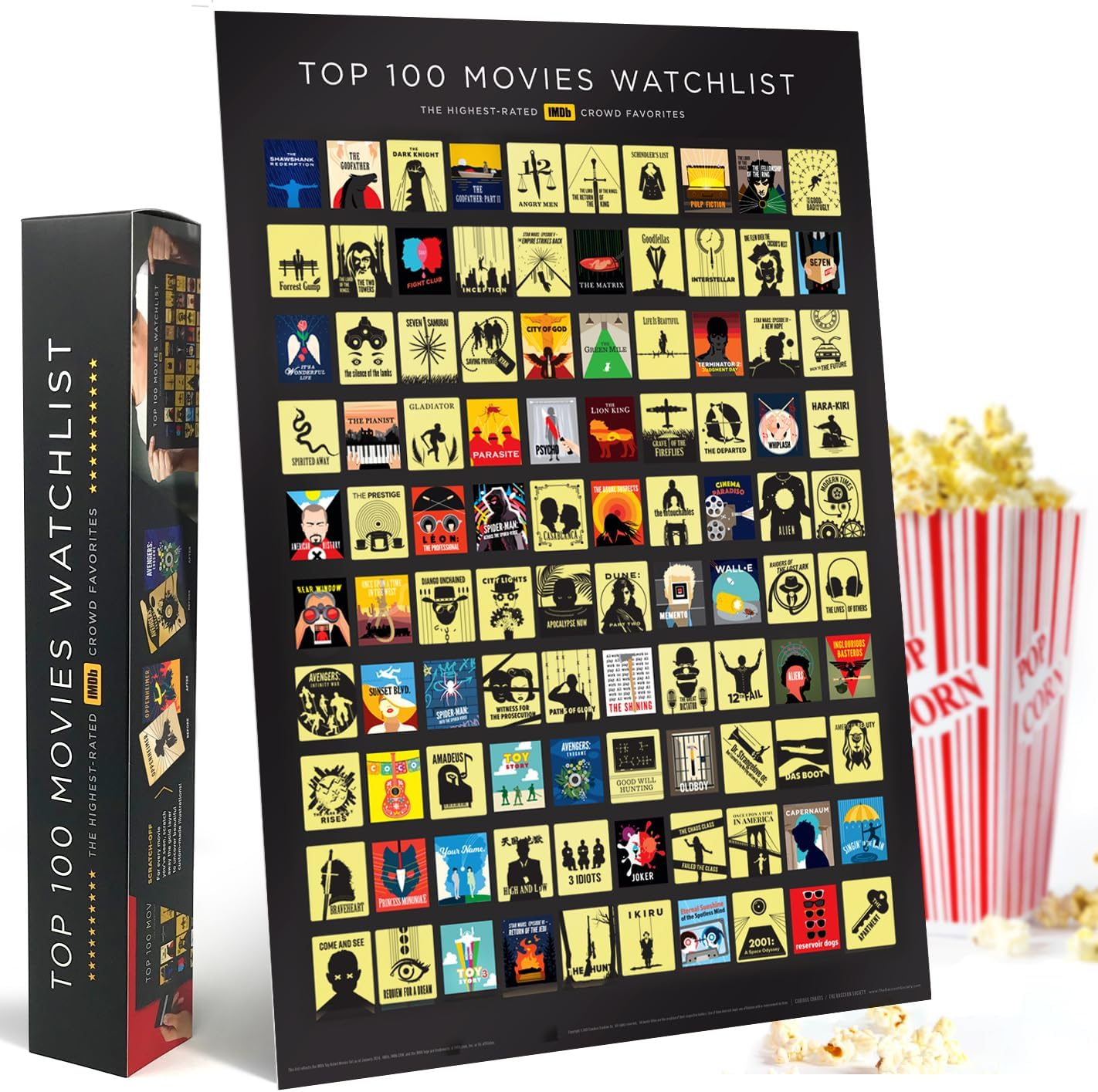Curious Charts Commission Póster oficial de IMDb 100 películas (versión para rascar)