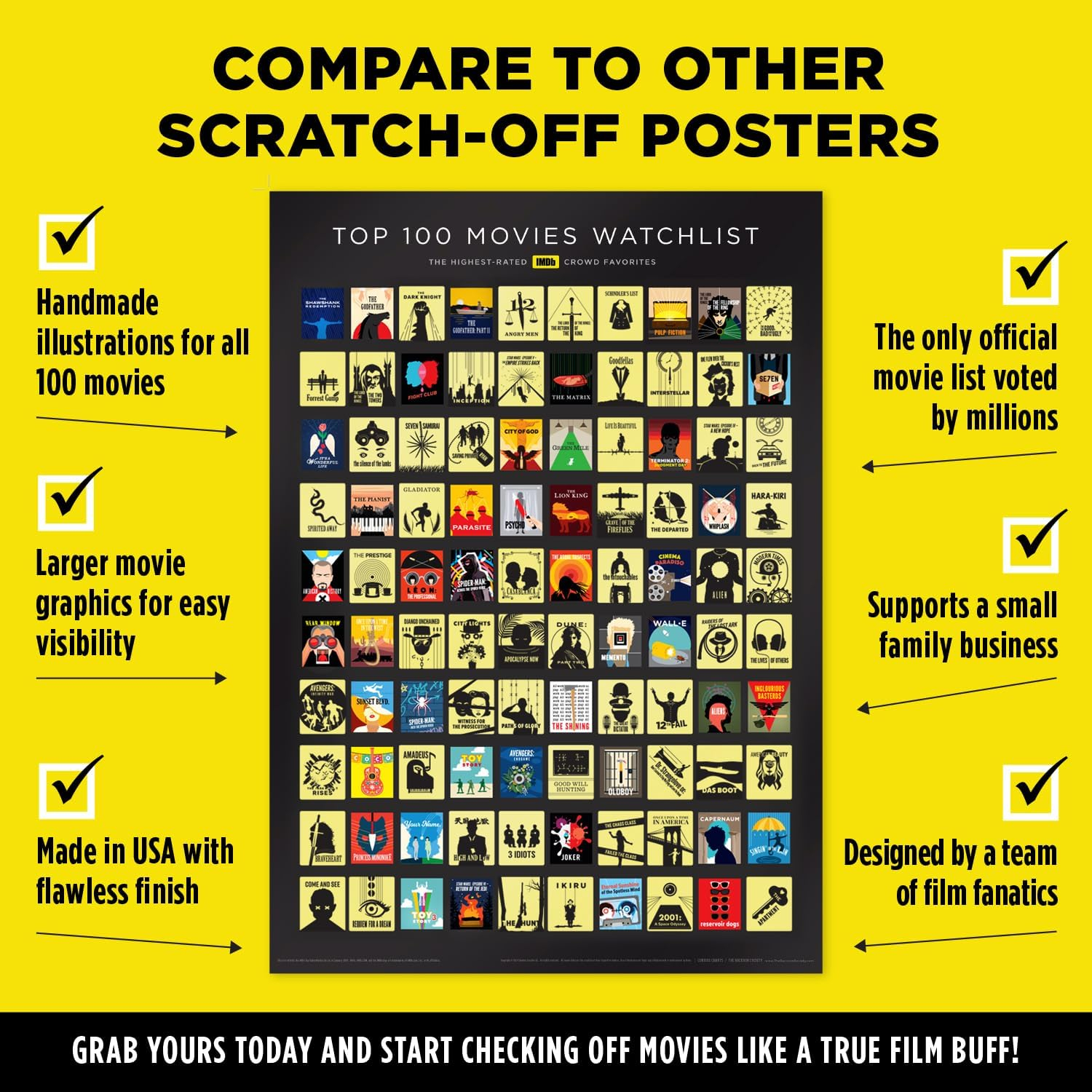 Curious Charts Commission Póster oficial de IMDb 100 películas (versión para rascar) - Imagen 2