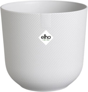Elho Jazz Round 23cm - Maceta Interior - Estructura Única - 100% Plástico Reciclado - Blanco/Silky White