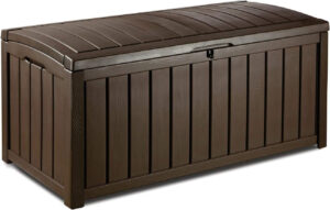 Keter Glenwood - Arcón Exterior, Baúl almacenaje, Capacidad 390L, Resina, Color Marrón, Ordenación jardín y terraza, 65 x 128 x 61 cm