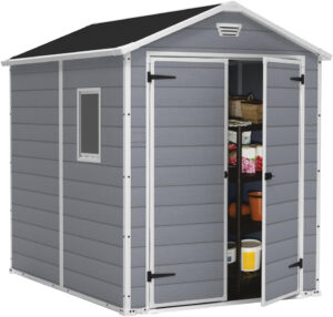 Keter 17197129 Caseta de ordenación Exterior, Gris, 6 x 8 pies