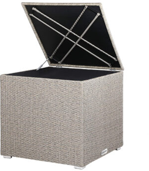 CASARIA® Baúl Almacenamiento XXL 318L Poliratán Acero 75x75x70cm Intemperie Forro Interior Impermeable