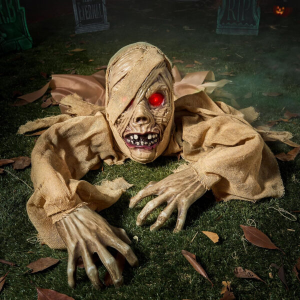 JOYIN Halloween Zombie Groundbreaker Decoration, Zombie with Light-up Eyes and Creepy Sound (Sound Activated) for Outdoor Halloween, Lawn, Yard