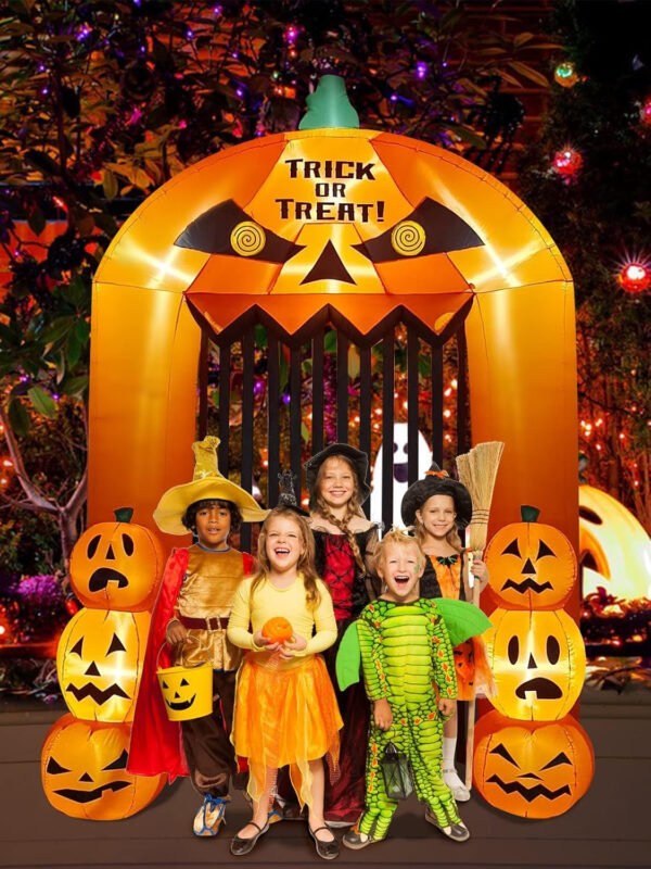 9-foot Halloween Inflatable Pumpkin with Kalolar Pumpkin Arch Tall Gate with LED Light, Indoor Outdoor Halloween Blow Up Decorations, Holiday, Family, Halloween Party - Image 9