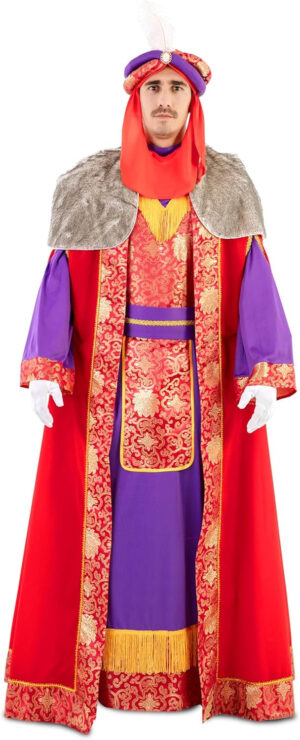 EUROCARNAVALES Disfraz de Rey Mago Deluxe Rojo - Adulto