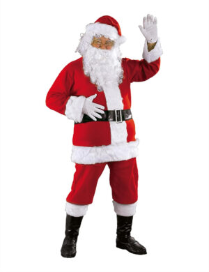 Rubies Disfraz Papa Noel Deluxe para adultos, Traje completo y barba, Talla única, Oficial Navidad, celebraciones y fiestas