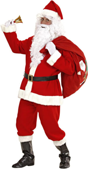 W WIDMANN MILANO Party Fashion - Disfraz de Papá Noel, túnica, pantalón, cinturón, gorro, cubrebotas, peluca, barba con bigote, cejas, Papá Noel, Navidad, carnaval, fiesta temática