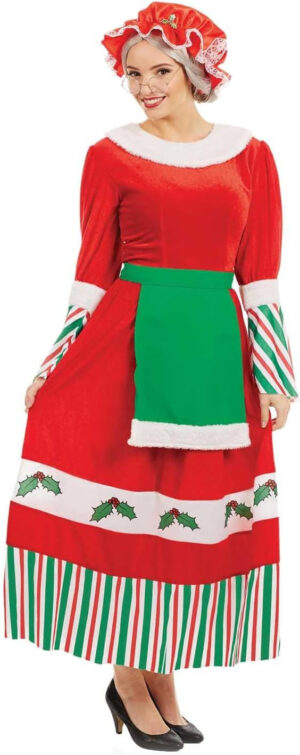 Fun Shack Disfraz Mamá Noel Mujer, Traje Navidad Adulto, Vestido Mamá Noel, Disfraces para Carnaval y Halloween