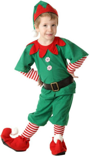 Genérico Conjunto de disfraz de elfo navideño para niños y adultos, disfraz completo de disfraz navideño de elfo verde, ropa de elfo verde, conjuntos cosplay Noel para fiesta
