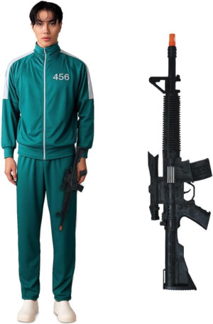 ZZ DISFRAZZES | Disfraz Chándal Verde Hombre, Kit Disfraz Calamar Adulto Carnaval - Conjunto Verde con accesorios para Fiestas, Halloween y Carnaval