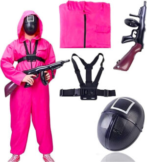 TK Gruppe Timo Klingler 4 en 1 de Game Squid con traje Mardi Gras y Halloween Mascara de Disfraz