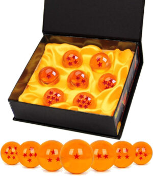 TATAFUN Bolas del Dragón, 7 PCS Dragon Ball Dragonball 1 a 7 Estrellas con Caja de Regalo, Bola de Cristal Transparente,decoración K9- Diámetro 4,3cm