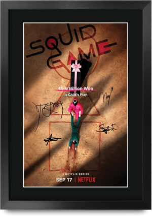 HWC Trading FR A3 Squid Game Los Regalos Imprimieron El Cartel Firmado Del Autógrafo Para Los Fans De Los Recuerdos De La Serie De Televisión - A3 Enmarcado