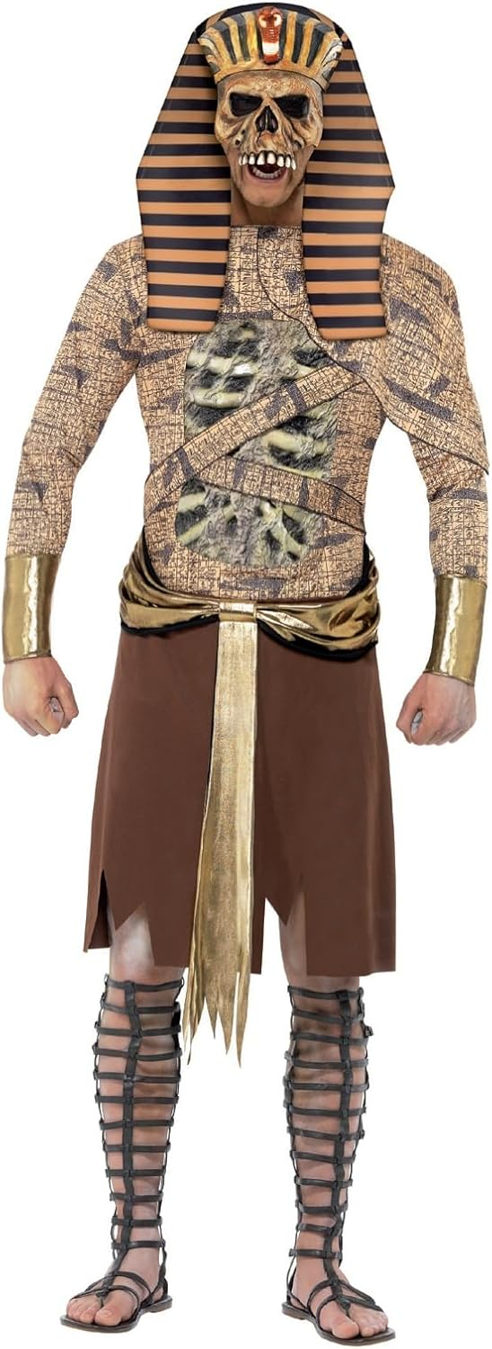 Smiffys Zombie Pharaoh Costume, Gold, with Tabard, Armbands, and Headpiece