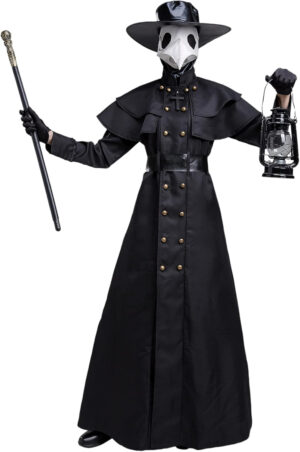 Feynman Disfraz medieval steampunk de médico de la peste negra para hombre, disfraz de médico para Halloween con juego de accesorios