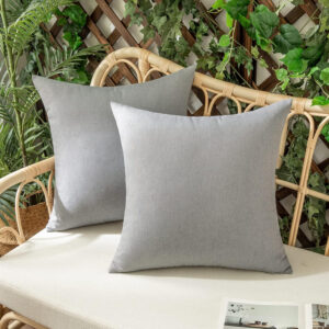 Woaboy 2 Piezas Aire Libre Funda de Cojines Impermeable Funda de Almohada Exterior Suave Cojín Suave Decorativos Decoracion Moderna para Jardín Sofá Silla Balcones Camping 40x40cm Gris Claro