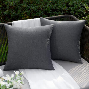 EMEMA Funda Cojines Exterior Impermeable Fundas de Almohadas de Lino de Sofá Almohadas Decorativas Modernas para Salón Cama Silla Oficina Dormitorio Habitacion Lumbar 2 Piezas 40x40cm Gris Oscuro