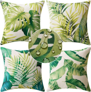 MIULEE 4 Piezas Fundas de Cojín Impermeables Almohadas Fundas de Cojín Oxford para Exterior Salón Cama Silla Habitación Balcón Oficina Dormitorio